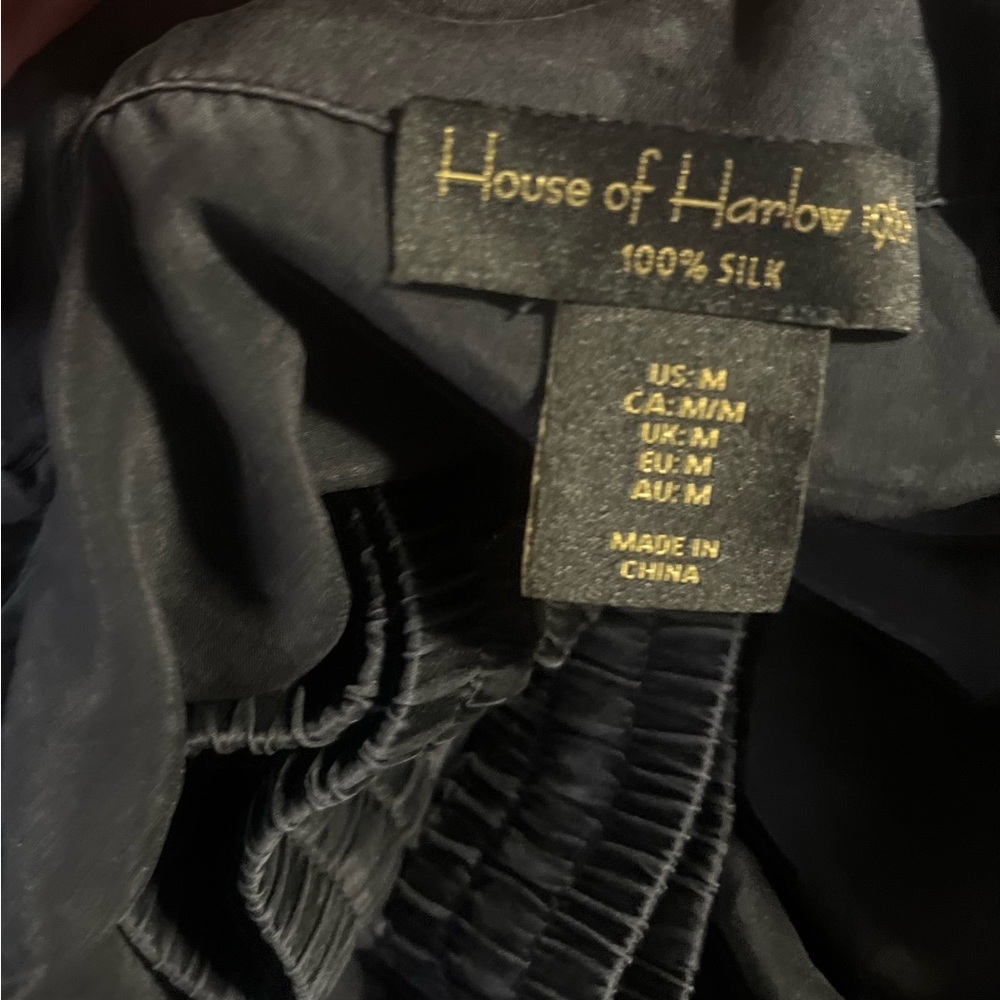 House of Harlow silk pajamas black with white trim medium - Picture 5 of 5